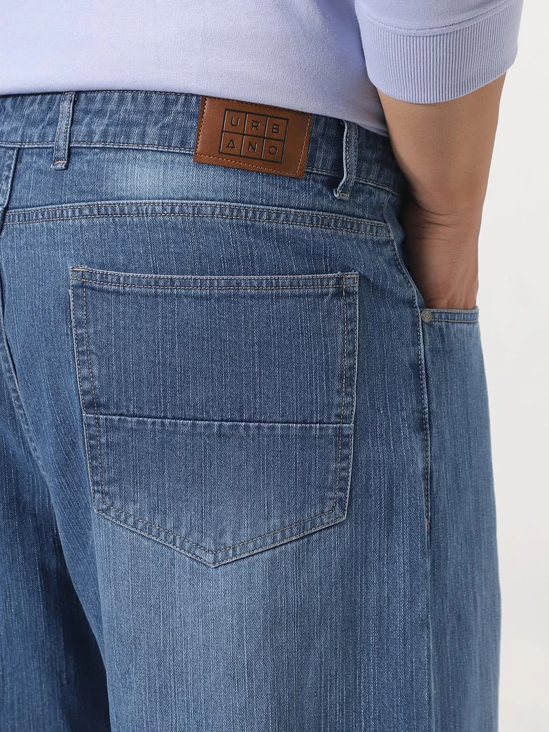 Urbano Fashion  Urbano Plus Men's Light Blue Loose Baggy Fit Washed Denim Jeans Non-Stretchable  | Best Price UAE