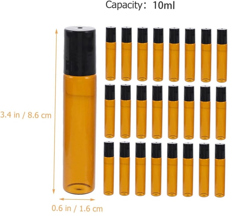 Healeved 25pcs 10ml Perfume Roll on Bottles Glass Essential Oil Roller Bottles Empty Refillable Leakproof for Travel with Steel Ball Rollers - Image 2