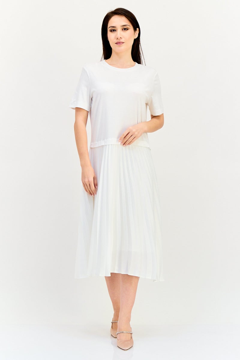 SELECTED Women Pleated Midi Dress, White - Image 1