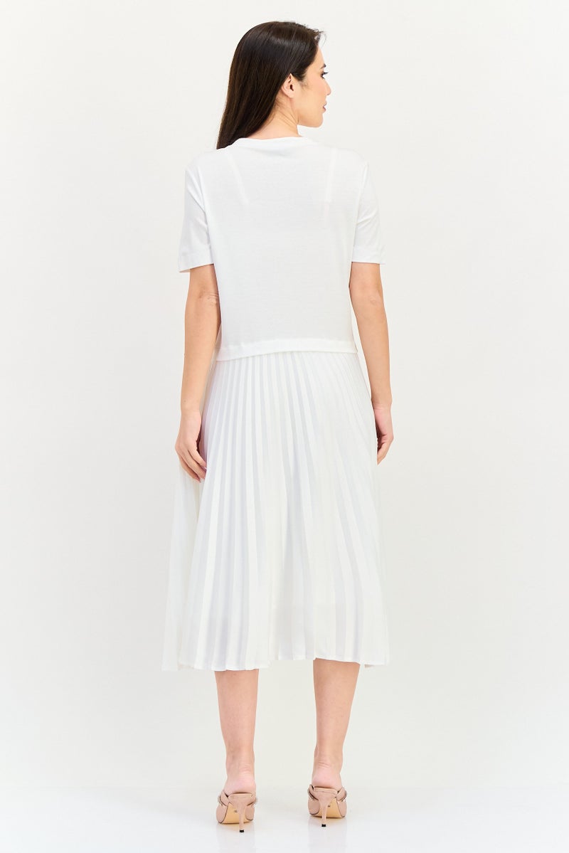 SELECTED Women Pleated Midi Dress, White - Image 4
