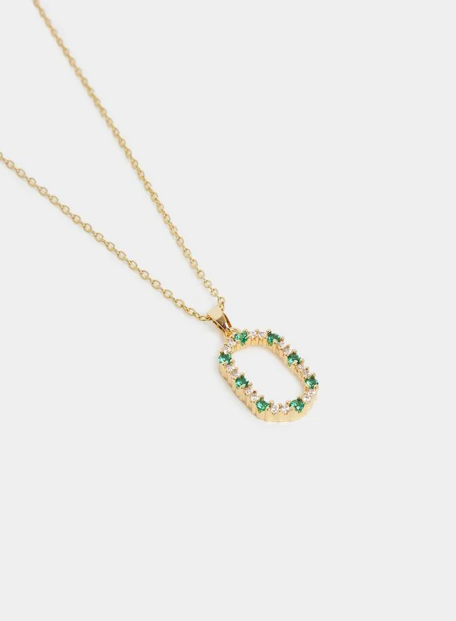 Styli Styli Embellished Emerald Accent Chain Necklace