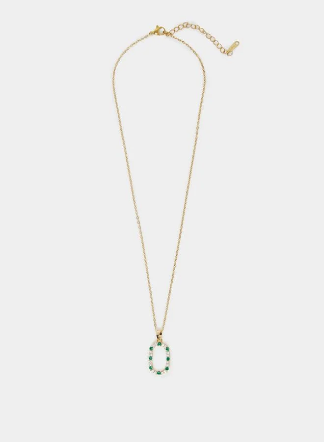 Styli Styli Embellished Emerald Accent Chain Necklace
