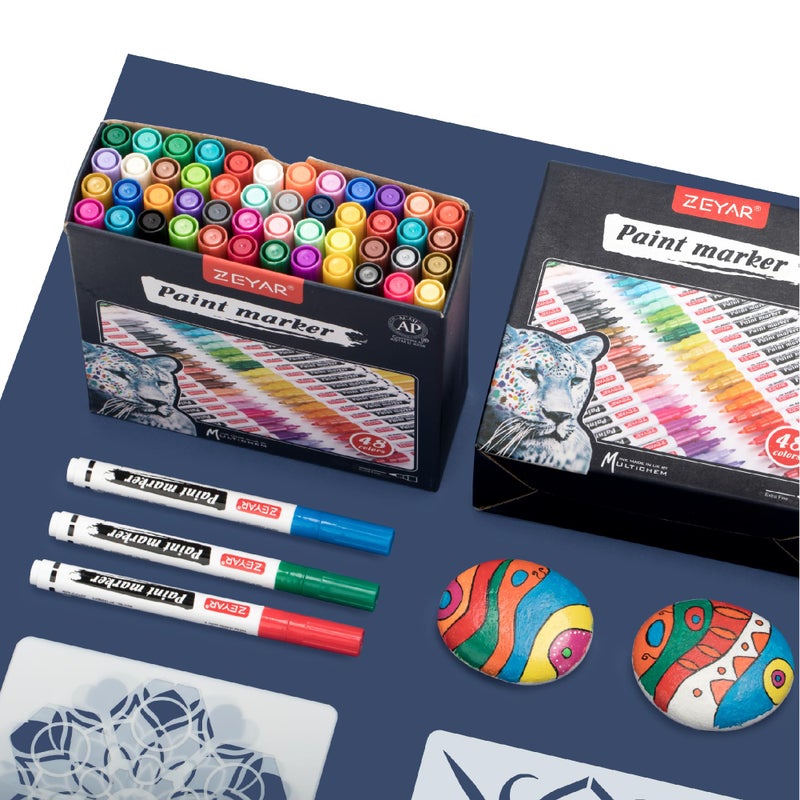 ZEYAR Oil-Based Paint Markers, Expert of Rock Painting, Extra Fine Point, 48 Colors, AP Certified. Permanent Ink & Waterproof, Works on Rock, Wood, Glass, Metal, Ceramic and more (48 Colors) - Image 2
