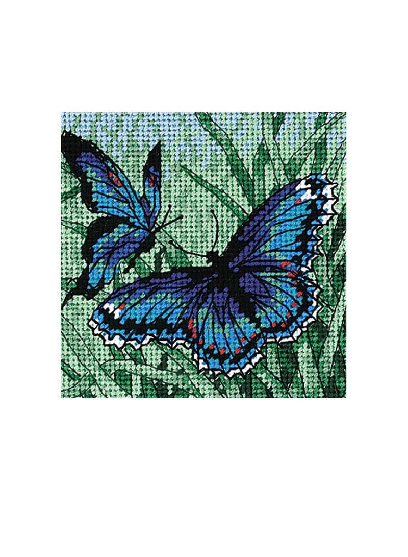 Craft Butterfly Duo Stitched In Thread Mini Needlepoint Kit 5in x 5in - Image 3