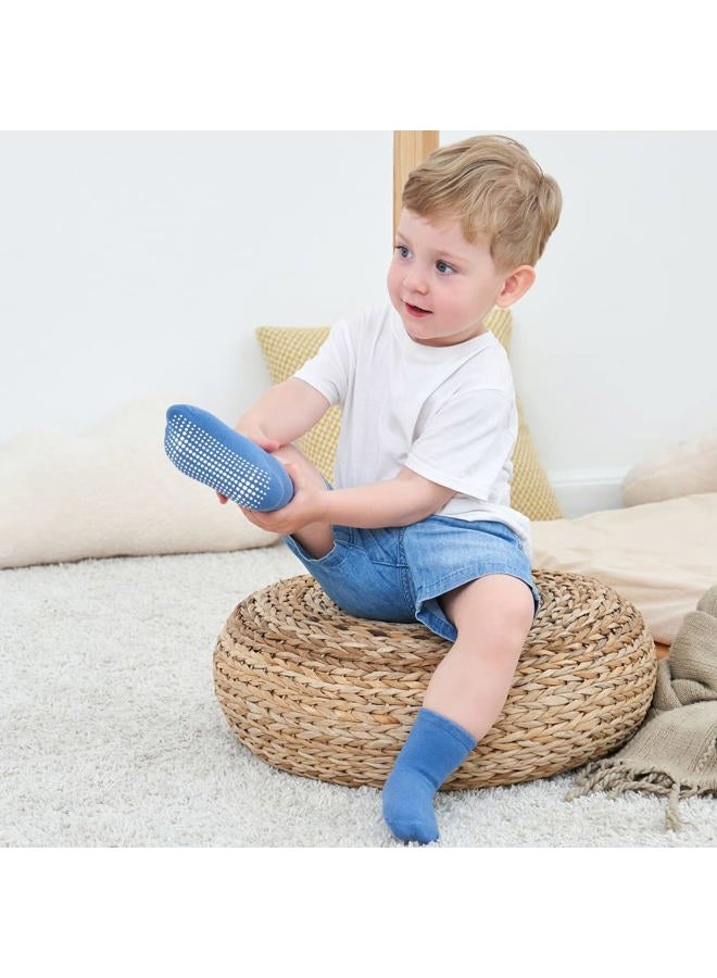 ZAPLES Baby Non Slip Grip Crew Socks with Anti Skid Soles for Infants Toddlers Kids Boys Girls, Stripes Assort - 12 Pairs, 1-3 years - Image 4