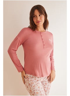 women'secret Long maternity pajamas with pink flowers  - Image 1