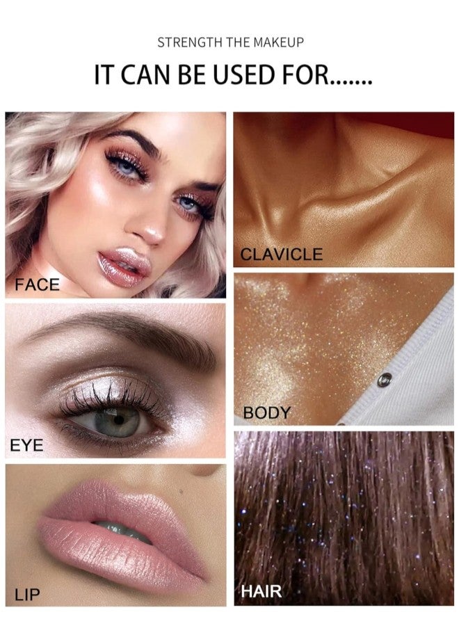 klarako Highlighter Powder Stick, Polvo De Hadas Highlight Patting Powder, Shine Body ighten Glitter Shimmer Three-dimensional Sparkle Patting Powder for Face Eyes Lips Hair Body Glow Makeup (02# White) - Image 1