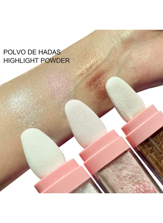klarako Highlighter Powder Stick, Polvo De Hadas Highlight Patting Powder, Shine Body ighten Glitter Shimmer Three-dimensional Sparkle Patting Powder for Face Eyes Lips Hair Body Glow Makeup (02# White) - Image 4
