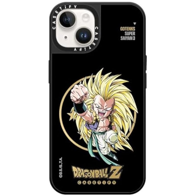 Casetify Mirror iPhone 14 Case 【Dragon Ball Colab/Reflective / 4.9ft Drop Protection/Magsafe】 - Super Saiyan 3 GOTENKS - Silver on Black - Image 1