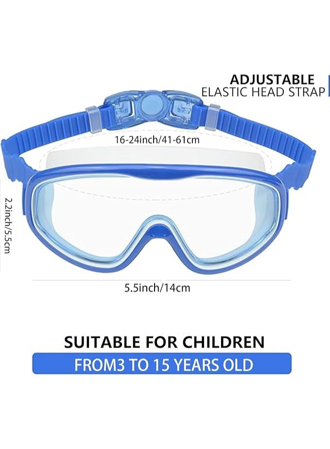 يوڠام نظارات سباحة للأطفال، رؤية واضحة بزاوية 180 درجة، عبوتان، لا تسرب، مضادة للضباب، حماية من الأشعة فوق البنفسجية، نظارات سباحة للأطفال من عمر 3 إلى 15 سنة، إطار سيليكون قابل للتعديل مع سدادات أذن ومشبك أنف - Image 2