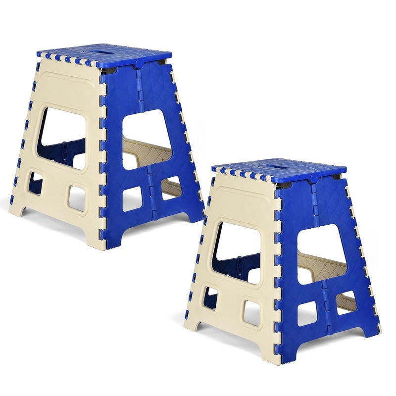 Homestic Homestic Pack of 2 Stool Foldable Stool Collapsible Camping Chair Stool for OutdoorFishingHikingGardeningTravel Portable Stool Multipurpose Sitting Stool Large Cream Blue  - Image 1