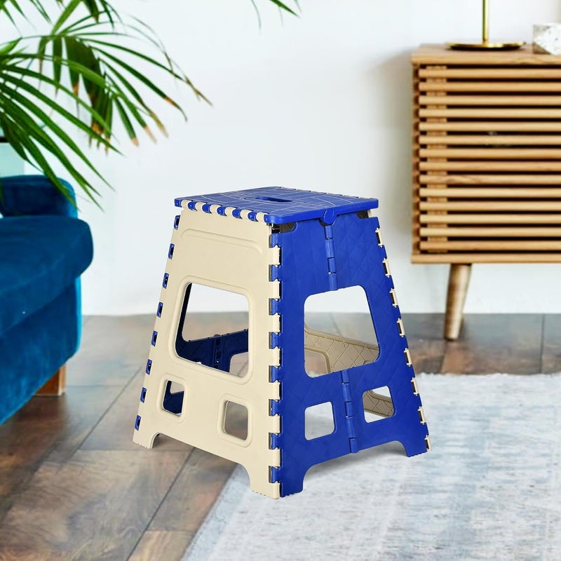 Homestic Homestic Pack of 2 Stool Foldable Stool Collapsible Camping Chair Stool for OutdoorFishingHikingGardeningTravel Portable Stool Multipurpose Sitting Stool Large Cream Blue  - Image 2