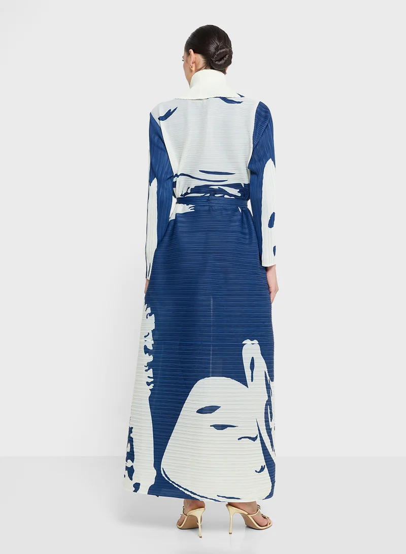 خزانة Textured Abaya With Print