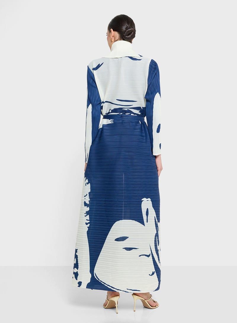 Khizana Textured Abaya With Print - Image 2