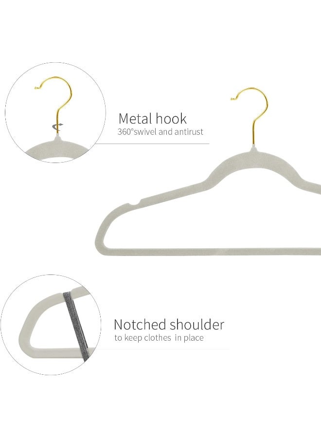 ManGotree Velvet Hangers, Coat&Suite No-Slip Ultra-Slim Space Saving Sturdy&Durable Clothes 360 Swivel Golden-Plated Hook, 36 Pack, Grey One Size MG36 - Image 4