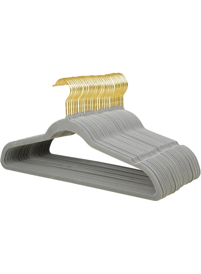 ManGotree Velvet Hangers, Coat&Suite No-Slip Ultra-Slim Space Saving Sturdy&Durable Clothes 360 Swivel Golden-Plated Hook, 36 Pack, Grey One Size MG36 - Image 1