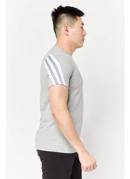 Adidas Men Sportswear Fit Short Sleeve Outdoor T Shirt, Grey  - Image 4