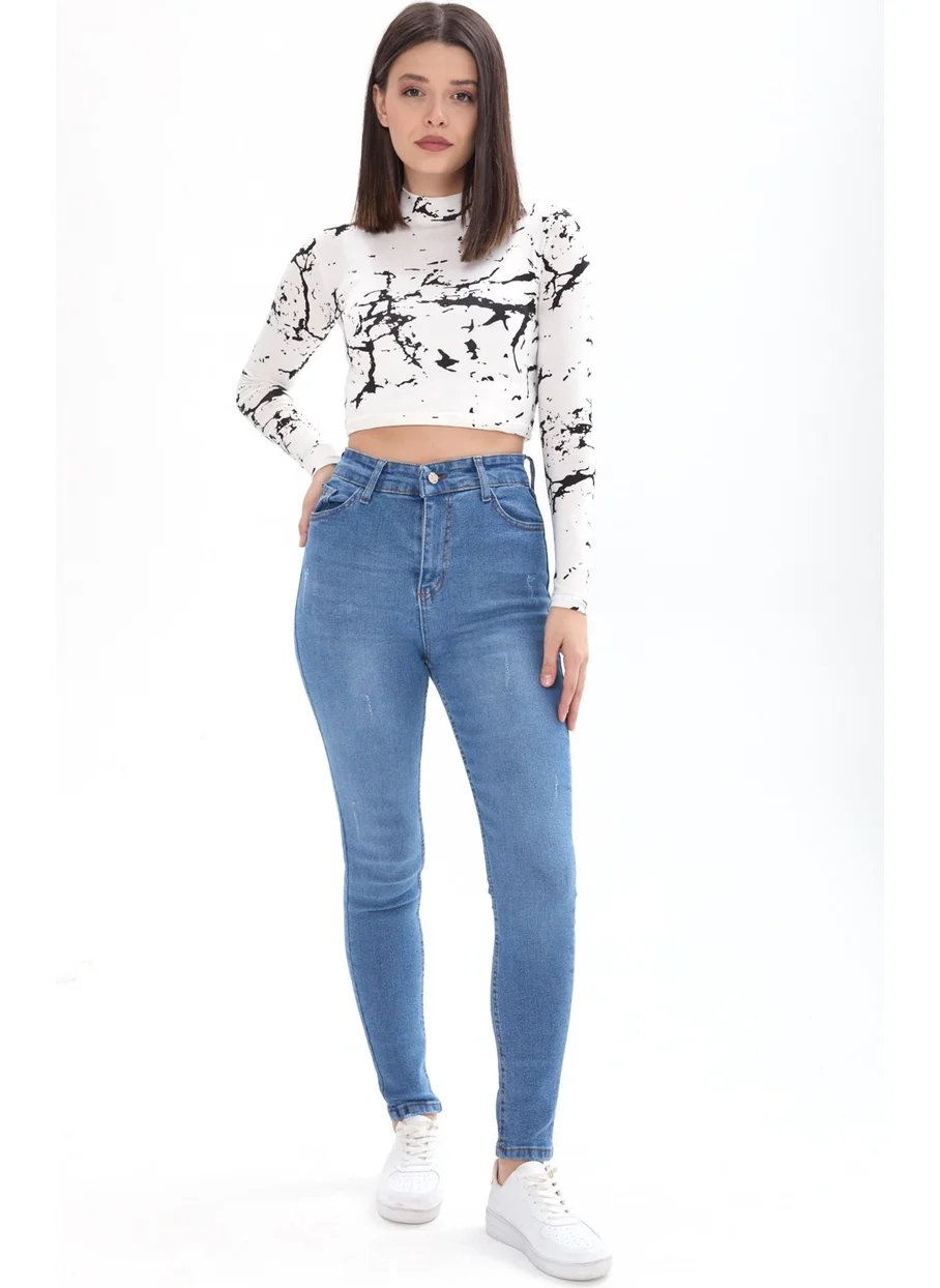 Tofisa 23658-BLUE Skinny Lycra Jeans