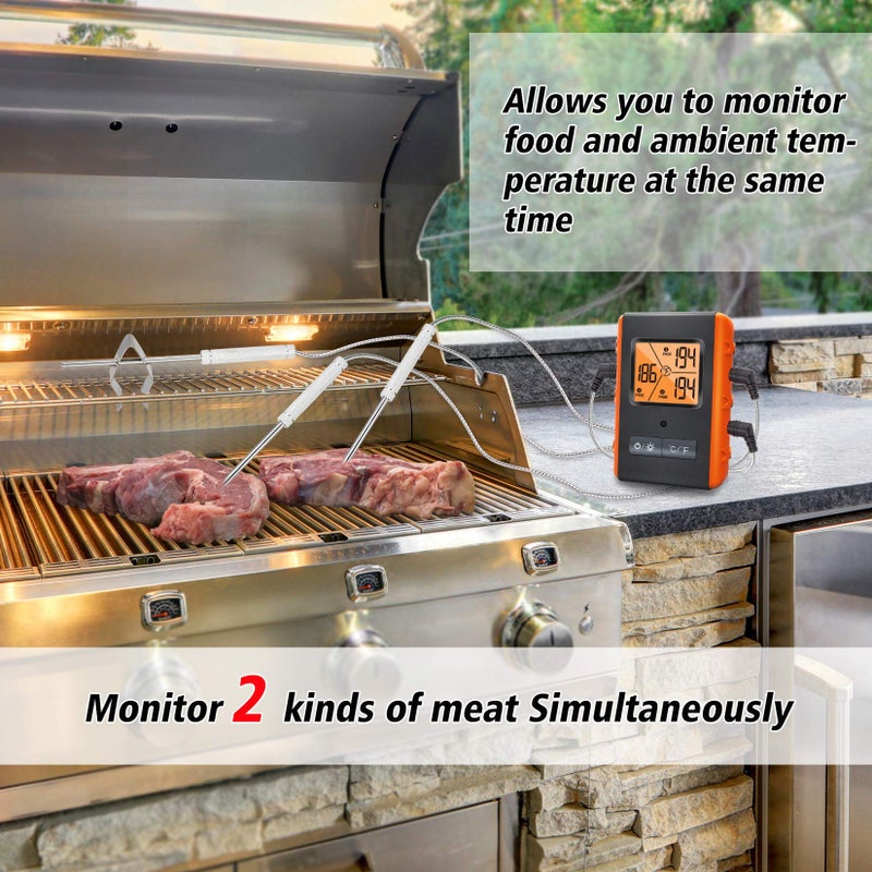 VAUNO Wireless Meat Thermometer for Grilling Smoking - Kitchen Food Cooking Candy Thermometer with 3 Probes - Monitor Ambient Temperature Inside The Grill Smoker BBQ Oven Thermometer, 490ft,Digital - Image 3