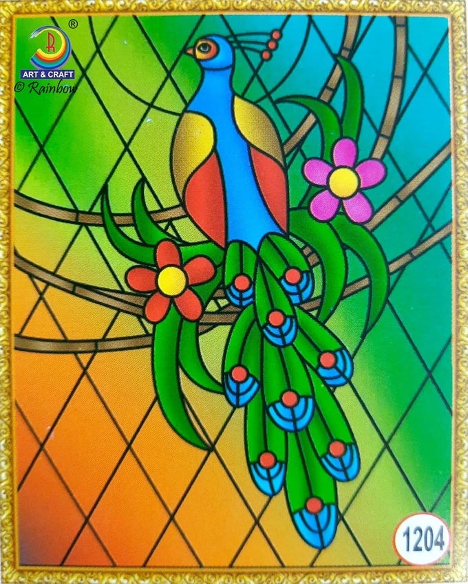 DIY - FIBERGLASS PAINTING KIT, PEACOCK, MEDIUM (7.75X10.5 INCH), DESIGN NO. 1204