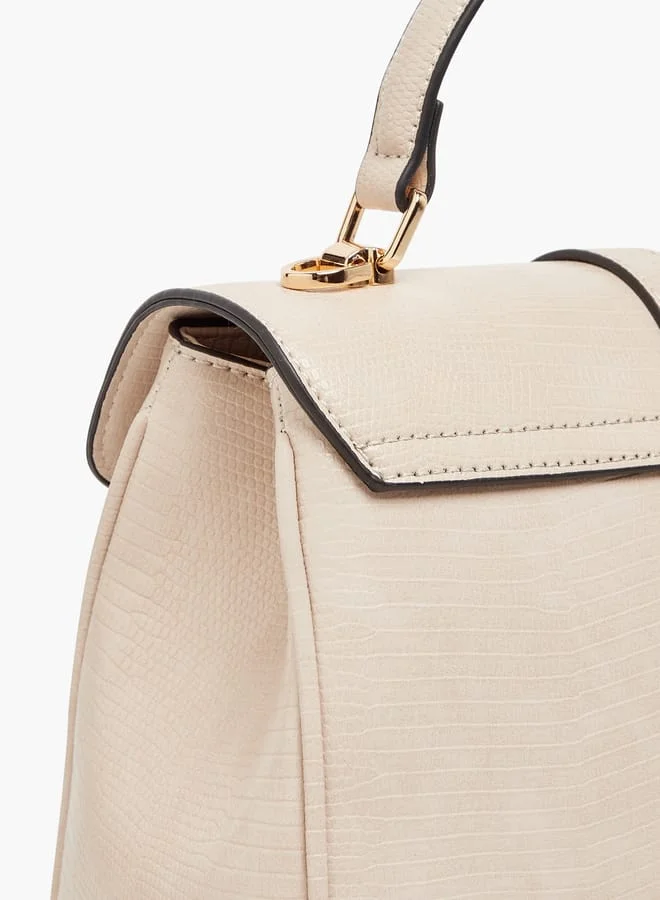 سيليست Women Textured Satchel Bag with Detachable Strap and Flap Closure