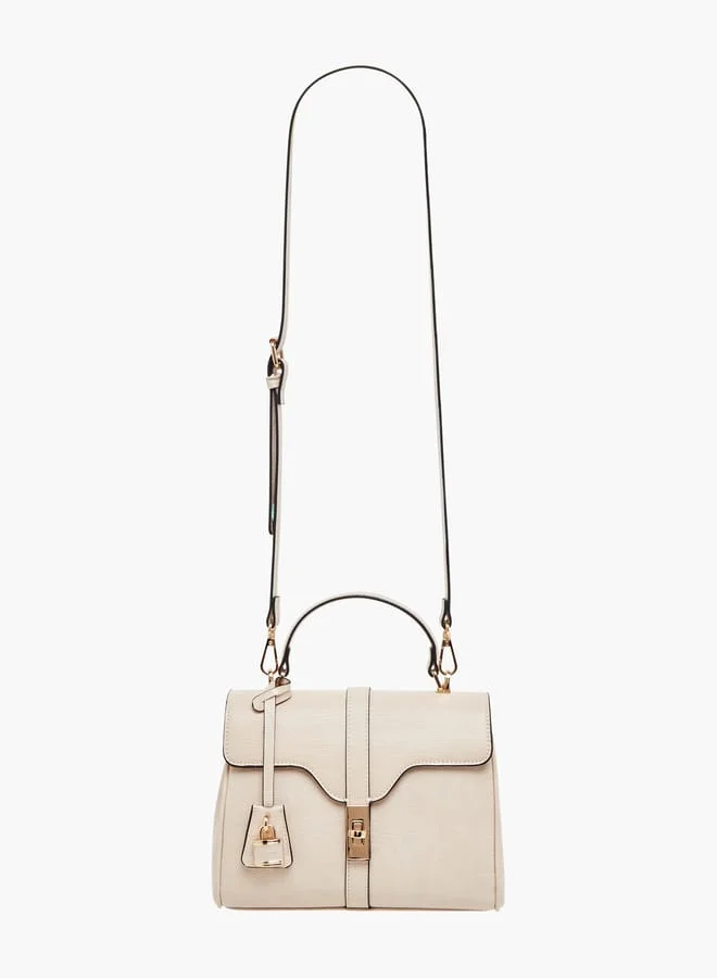 سيليست Women Textured Satchel Bag with Detachable Strap and Flap Closure