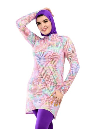 مايوه بوركيني 3 قطع (جامبسوت+تونيك+بونيه)  موف منقوش الوان - pzsku/ZFCFBA179C554C1A3D649Z/45/_/1723592940/88bdc5ce-dbf3-4929-9337-adcd142bf93a