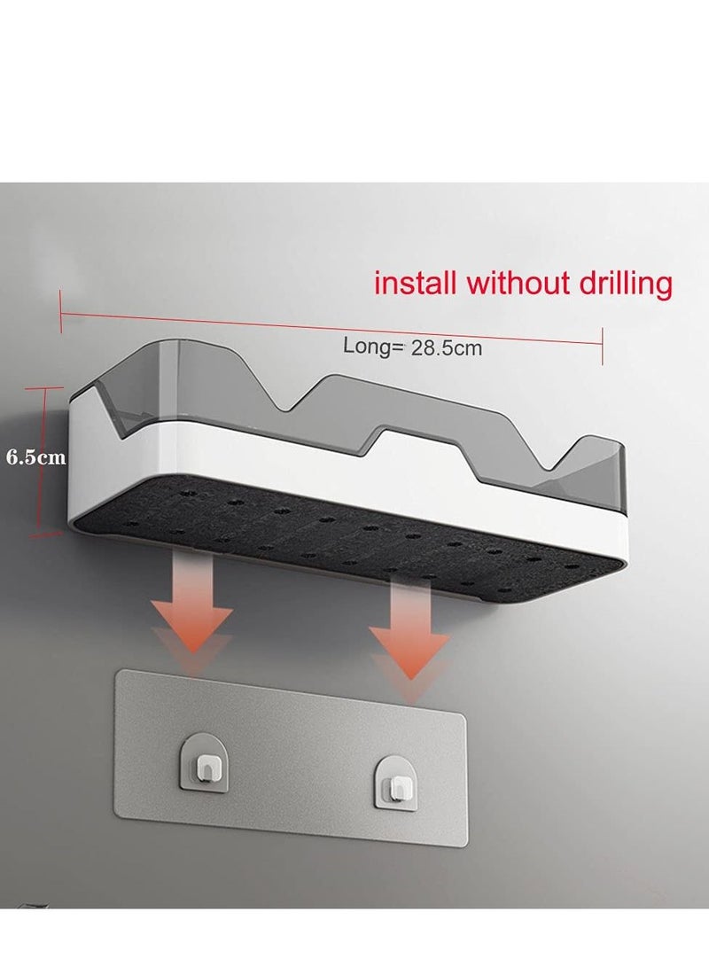 XiuWoo Shower Caddy Wall Mounted 2 Pack Bathroom Organizer Shelves Adhesive Shelf Make Up Holder, Shower Organiser Corner Bathtub Storage Basket Rack Shelf Bath Holder No Drilling Kitchen Spice Rack - Image 3