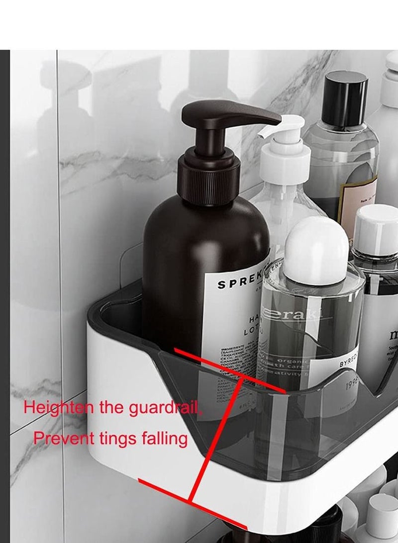 XiuWoo Shower Caddy Wall Mounted 2 Pack Bathroom Organizer Shelves Adhesive Shelf Make Up Holder, Shower Organiser Corner Bathtub Storage Basket Rack Shelf Bath Holder No Drilling Kitchen Spice Rack - Image 5