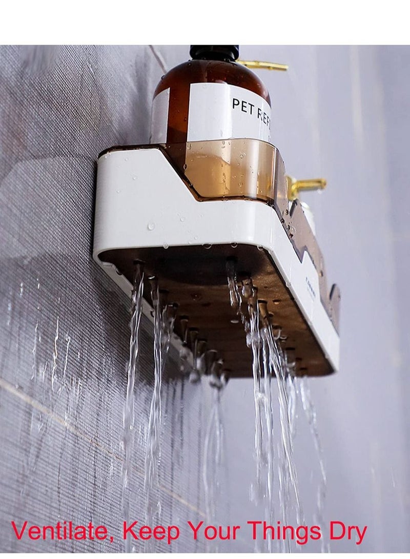 XiuWoo Shower Caddy Wall Mounted 2 Pack Bathroom Organizer Shelves Adhesive Shelf Make Up Holder, Shower Organiser Corner Bathtub Storage Basket Rack Shelf Bath Holder No Drilling Kitchen Spice Rack - Image 4