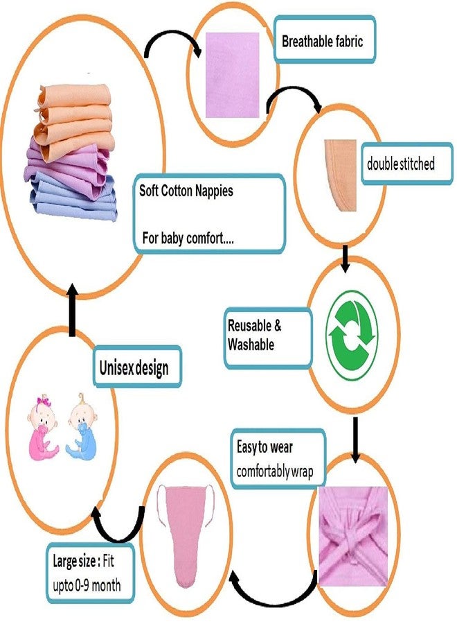 Hooper Baby's Cotton Cloth Diapers/Langot Double Layer U Shaped Tie Knot Closer Washable and Reusable Nappies (L, 4, count) - Image 3