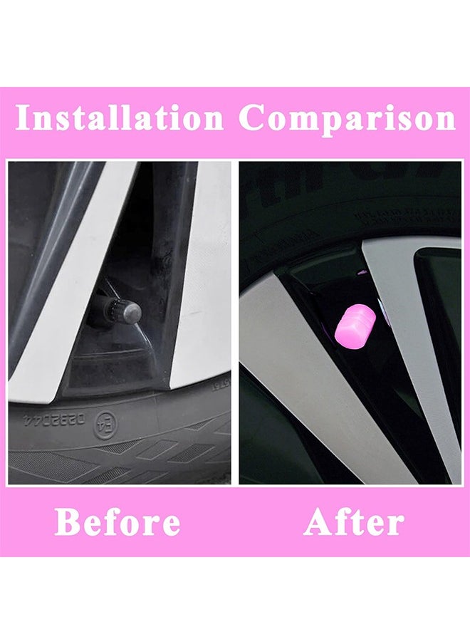 Generic - Fluorescent Car Tire Valve Stem Caps, 16Pcs Universal Luminous Tire Air Valves Stem Caps, Glow in The Dark Tire Valves Caps for Most Cars, Motorcycles, and Bicycles (Pink+Blue) - Image 1