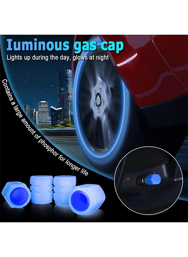 Generic - Fluorescent Car Tire Valve Stem Caps, 16Pcs Universal Luminous Tire Air Valves Stem Caps, Glow in The Dark Tire Valves Caps for Most Cars, Motorcycles, and Bicycles (Pink+Blue) - Image 1