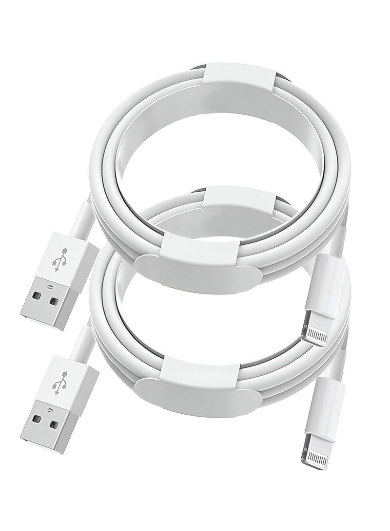 فيندكس كابل شاحن iPhone بطول 1 متر، قطعتان، معتمد من Apple MFi، كابل USB A إلى Lightning، سلك شاحن سريع مضفر من النايلون، متوافق مع iPhone 14/13/12/11 Pro Max/Mini/XS/XR/X/8/7 Plus، iPad - Image 1