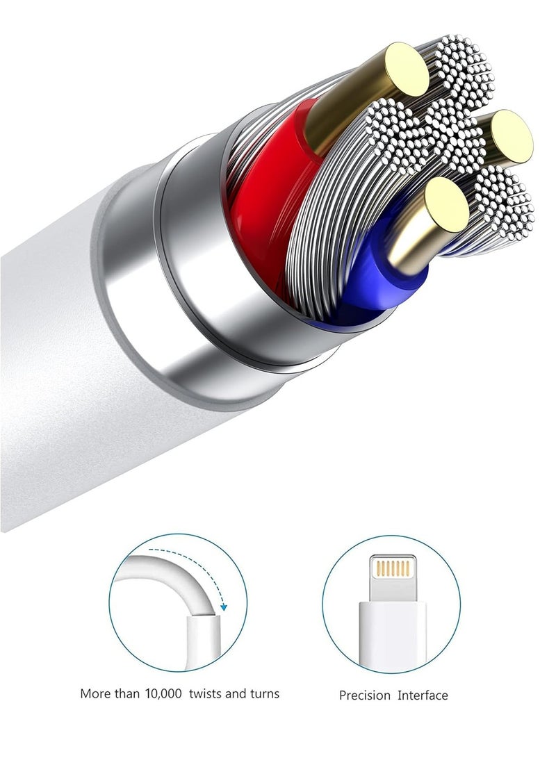 فيندكس كابل شاحن iPhone بطول 1 متر، قطعتان، معتمد من Apple MFi، كابل USB A إلى Lightning، سلك شاحن سريع مضفر من النايلون، متوافق مع iPhone 14/13/12/11 Pro Max/Mini/XS/XR/X/8/7 Plus، iPad - Image 2