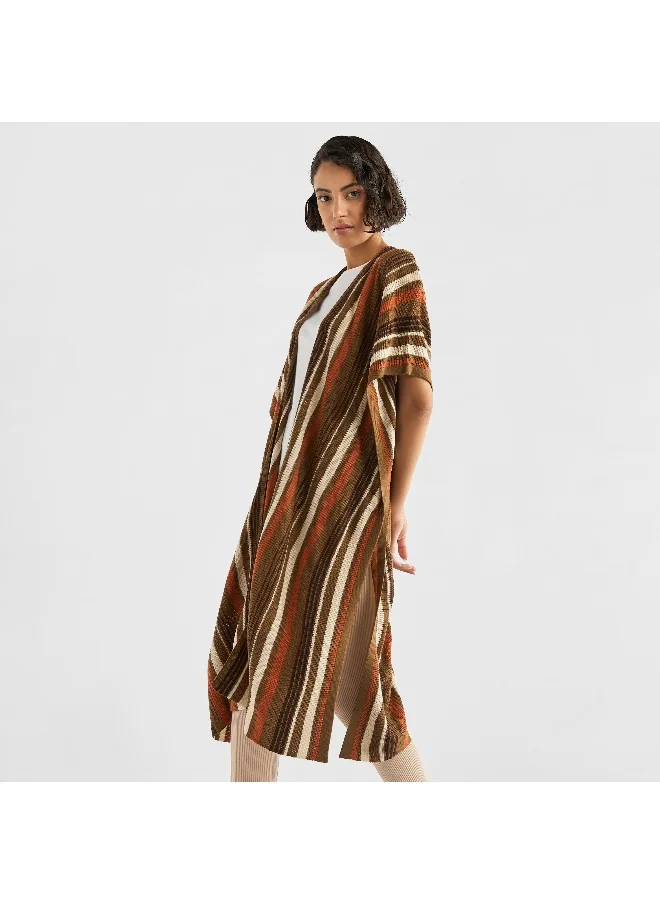 Splash FAV Striped Open Front Longline Cardigan