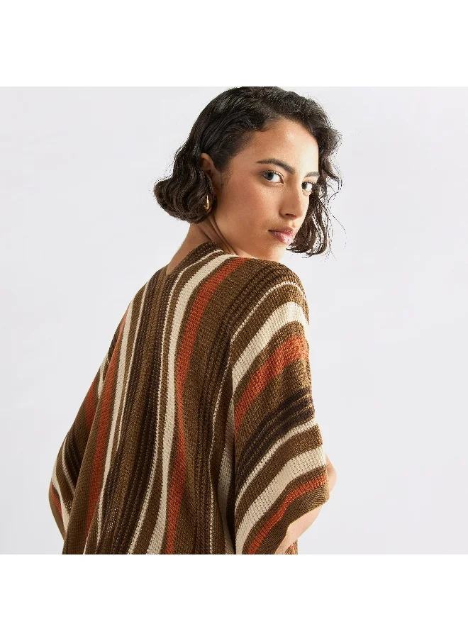 Splash FAV Striped Open Front Longline Cardigan