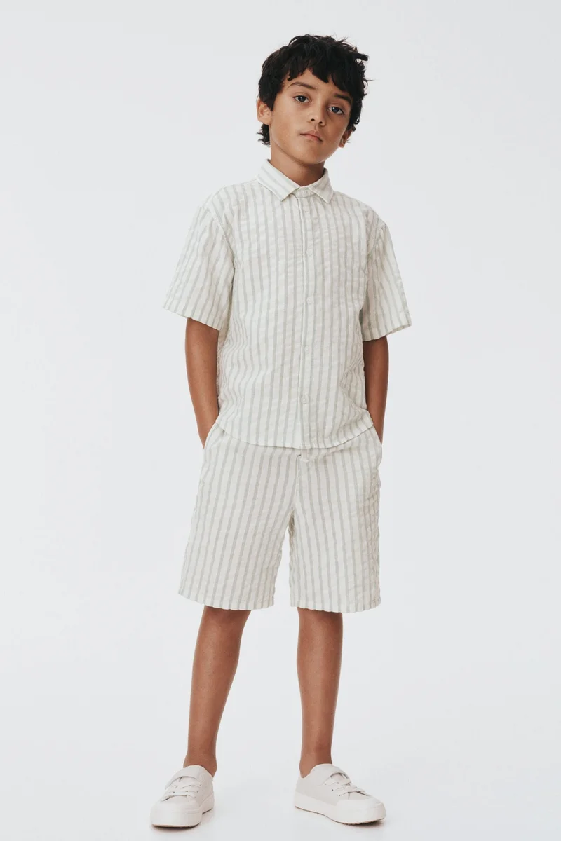 اتش اند ام طقم من قطعتين من قماش سيرساكر القطني