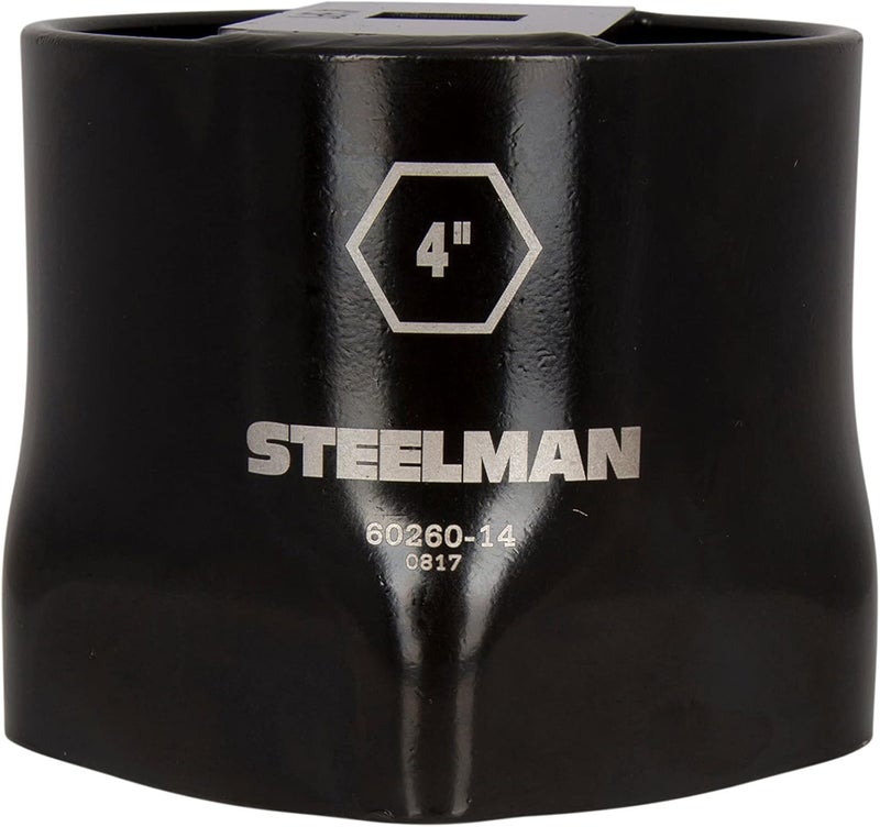 4-Inch 6-Point Automotive Wheel Locknut Socket, 3/4-Inch Drive, Durable Steel, Corrosion-Resistant Black Powder Coating, Laser Etched Callouts
