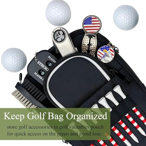 HGNUTAY Golf Valuables Pouch Golf Ball Bag Golfer Portable Organizer Large Golf Accessories Pouch for Gadgets Like Balls Tees Market Golf Gift for Men and Women WhiteRed Edge White Edge - Image 3