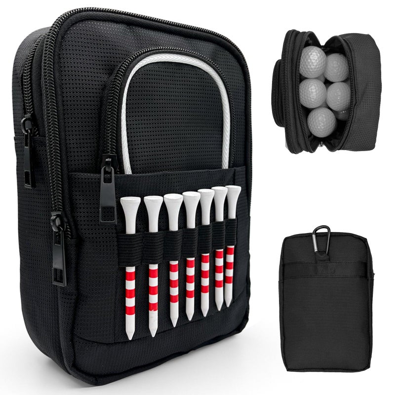 HGNUTAY Golf Valuables Pouch Golf Ball Bag Golfer Portable Organizer Large Golf Accessories Pouch for Gadgets Like Balls Tees Market Golf Gift for Men and Women WhiteRed Edge White Edge - Image 2