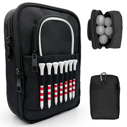 HGNUTAY Golf Valuables Pouch Golf Ball Bag Golfer Portable Organizer Large Golf Accessories Pouch for Gadgets Like Balls Tees Market Golf Gift for Men and Women WhiteRed Edge White Edge - Image 1