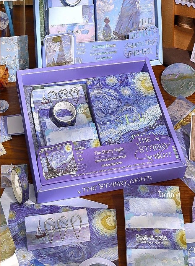 GKN Scrape Book Kit Vintage Journal Scrapbook Pack Kit for Art Journaling Bullet, Planners DIY Paper Stickers, Craft Kits Notebook, Collage Album Aesthetic Sticker Scrapebooking Album (Purple Starry Night) - Image 5