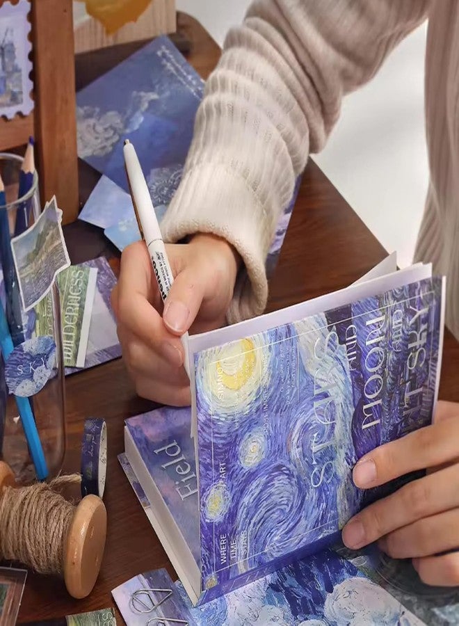 GKN Scrape Book Kit Vintage Journal Scrapbook Pack Kit for Art Journaling Bullet, Planners DIY Paper Stickers, Craft Kits Notebook, Collage Album Aesthetic Sticker Scrapebooking Album (Purple Starry Night) - Image 2