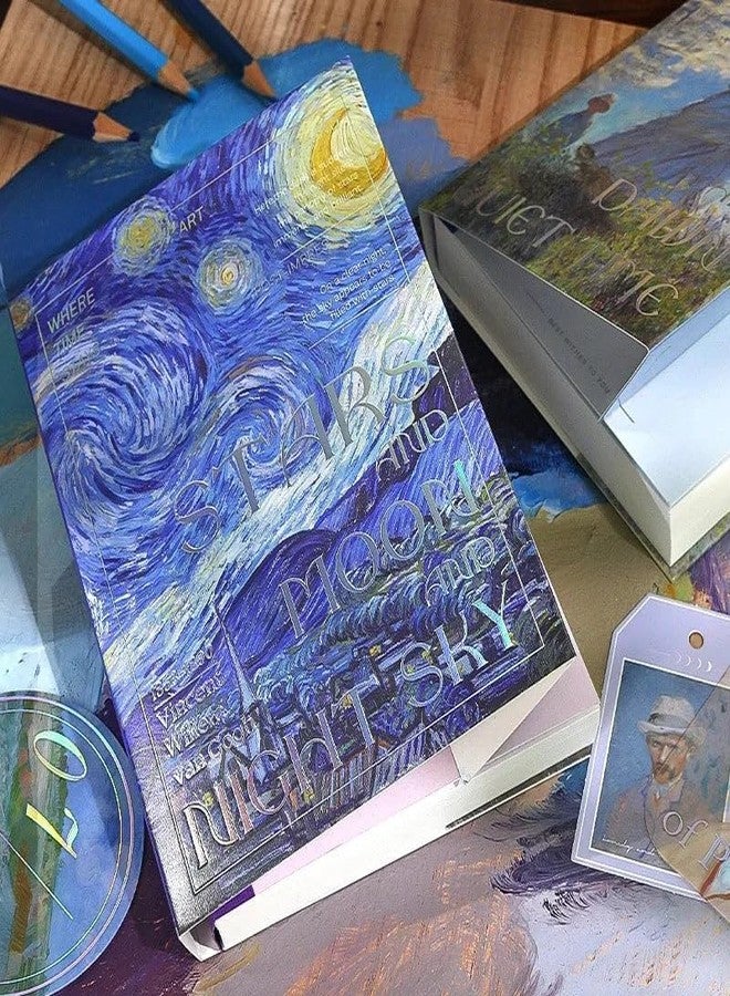 GKN Scrape Book Kit Vintage Journal Scrapbook Pack Kit for Art Journaling Bullet, Planners DIY Paper Stickers, Craft Kits Notebook, Collage Album Aesthetic Sticker Scrapebooking Album (Purple Starry Night) - Image 4
