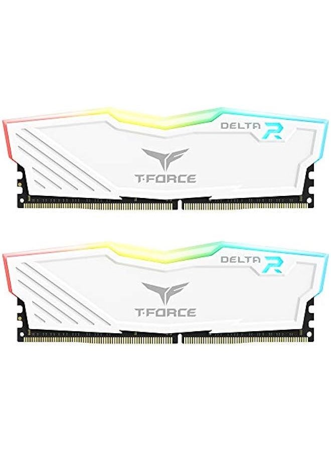 Arabest White T-Force Delta RGB DDR4 32GB Kit Dual 16GB Modules 3200MHz PC4-25600 CL16 Desktop Memory Ram TF4D432G3200HC16FDC01  - Image 1