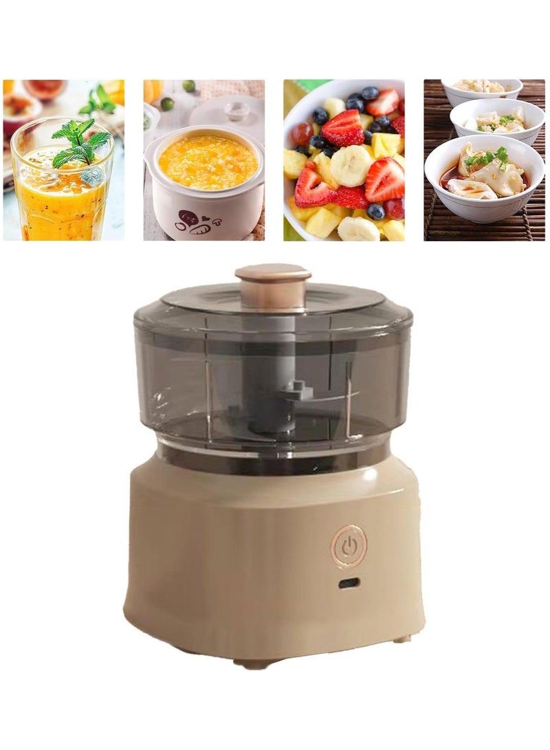 Yameem Yameem Electric Food Chopper, Premium Food Processors, Stainless Steel Blades Electric Mini Garlic Chopper, Efficient and Safe Quick Electric Meat Chopper Blender for Kitchen (beige)  - Image 3
