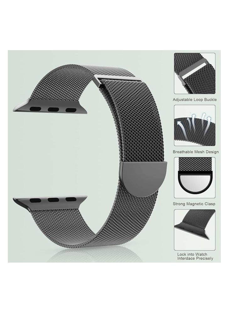 Generic - Compatible with Apple Watch Band 42mm for Women and Men, Magnetic Metal Stainless Steel Strap Wristband Compatible for Watch Ultra series - Image 1