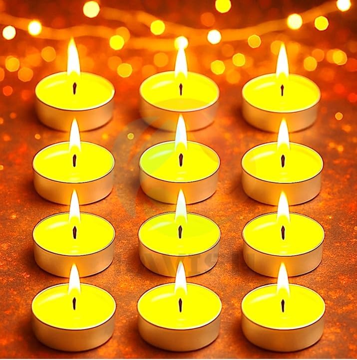 لافيش شموع شاي صفراء غير معطرة، ٥٠ قطعة، بدون دخان، بفتيل قطني | مدة احتراق ساعتين | لون أبيض | مناسبة لرمضان، عيد الفطر، ديوالي، بوجا، حفلات الزفاف، عيد الميلاد، والسبت - Image 2
