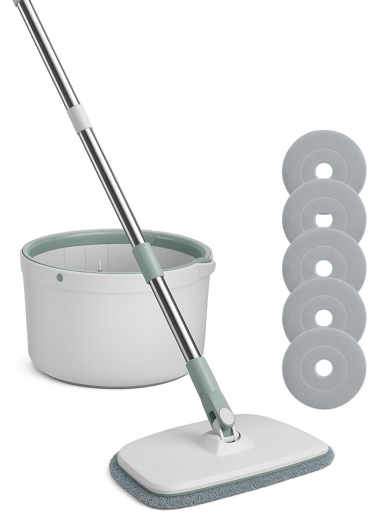 360° Spin Mop & Bucket Set – Hands-Free Self Wringing, Dry & Wet Cleaning System, Stainless Steel Pole, 4 Reusable Microfiber Pads for Home, Kitchen & Floor - Image 1